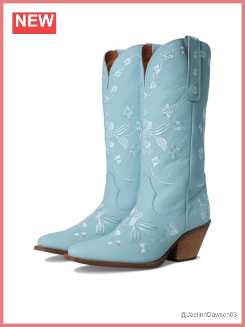 Dingo Love Bug Floral Embroidered Snip Toe Pull-On Boots Mid Calf Heel
